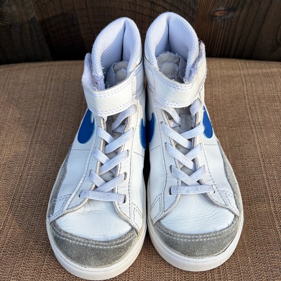 Nike Toddler Boys Girls 10.5C Blazer Mid '77 Blue White Leather Strap Fastening - Picture 3 of 7